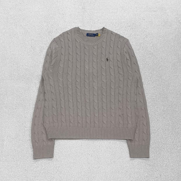 폴로 랄프로렌 포니 로고 케이블 니트 베이지