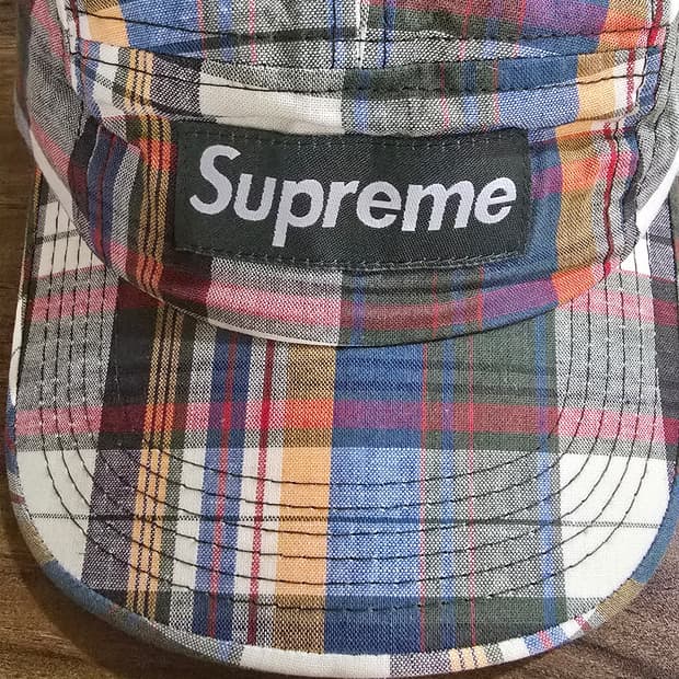 올드 슈프림 플레이드 캠프캡 초레어 00-03