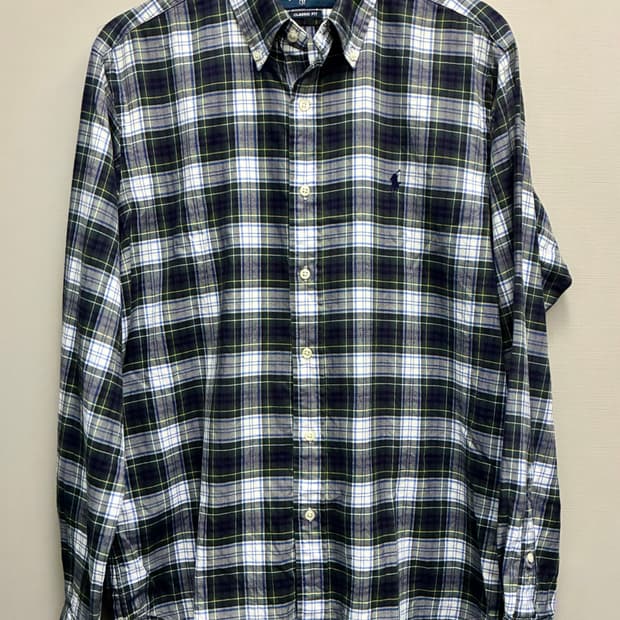 (M~L)POLO 폴로랄프로렌 클래식 그린 타탄체크 버튼다운 셔츠