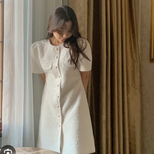(새상품)파인땡큐 화이트 트위드 원피스