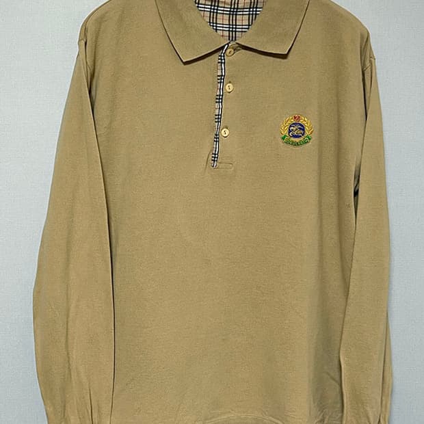 버버리 90s 월계수 크레스트 노바체크 여자 긴팔 카라티 M 95 66