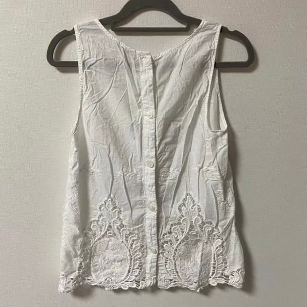 일본 빈티지 모리걸 하구미 레이스 민소매 티 