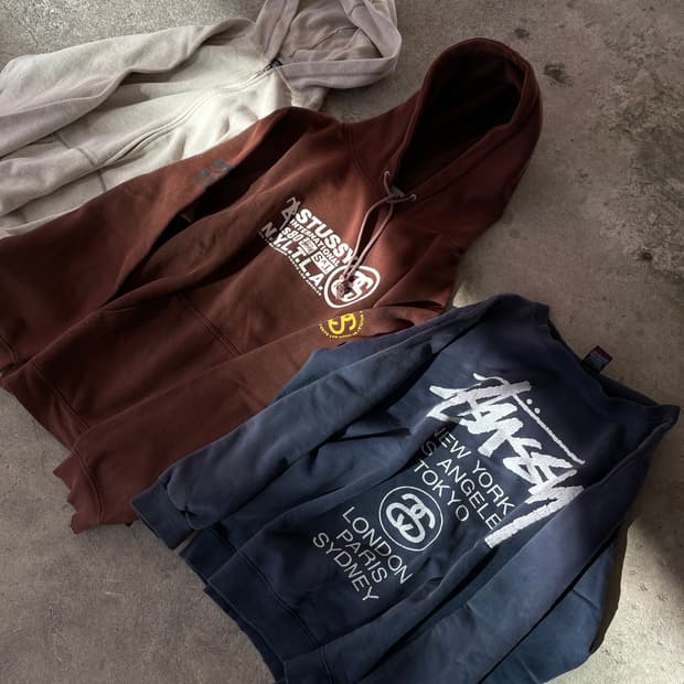 00s Stüssy Knit Oatmeal hood zip