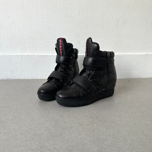 프라다 스포츠 2000s 나파 램스킨 히든웨지 하이탑