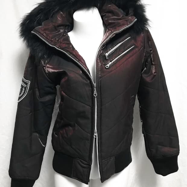 택포•빈티지 vkei 펑크 퍼 후드 투웨이 집업 패딩