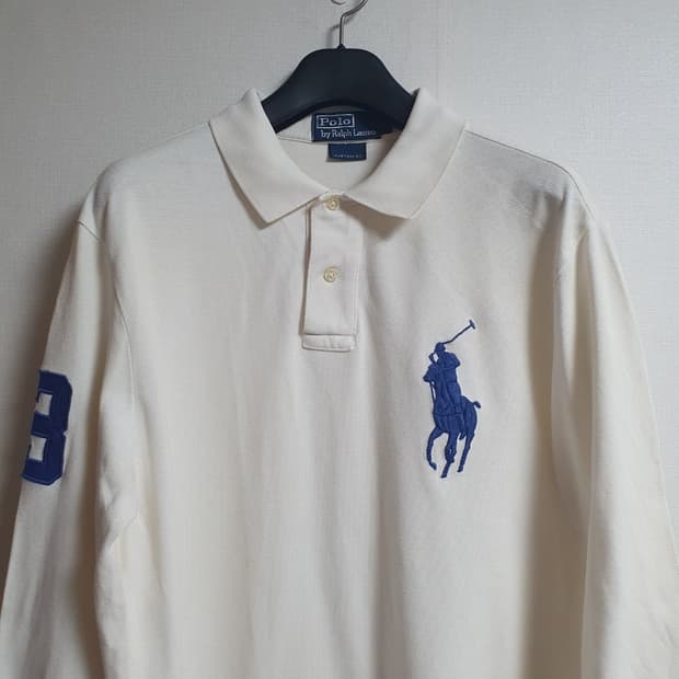 폴로랄프로렌 빅포니 넘버3 긴팔 카라티 아이보리 L