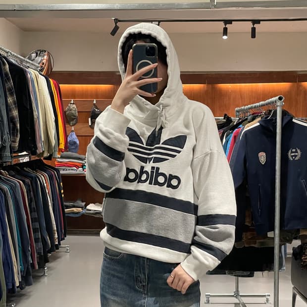 아디다스 트레포일 불꽃 와플 후드 티셔츠  