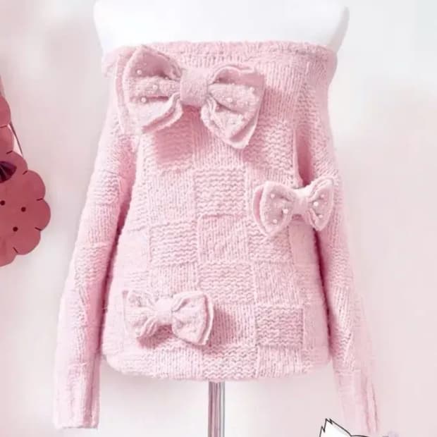 고전 리즈리사 3리본 핑크 드르망니트