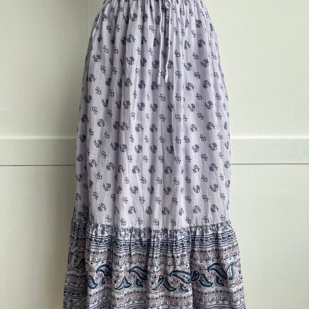 *SALE) 라일락 페이즐리 보더 롱 스커트