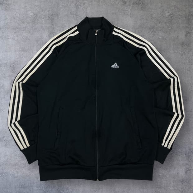 아디다스 블랙 컬러 스몰 로고 삼선 트랙탑 져지