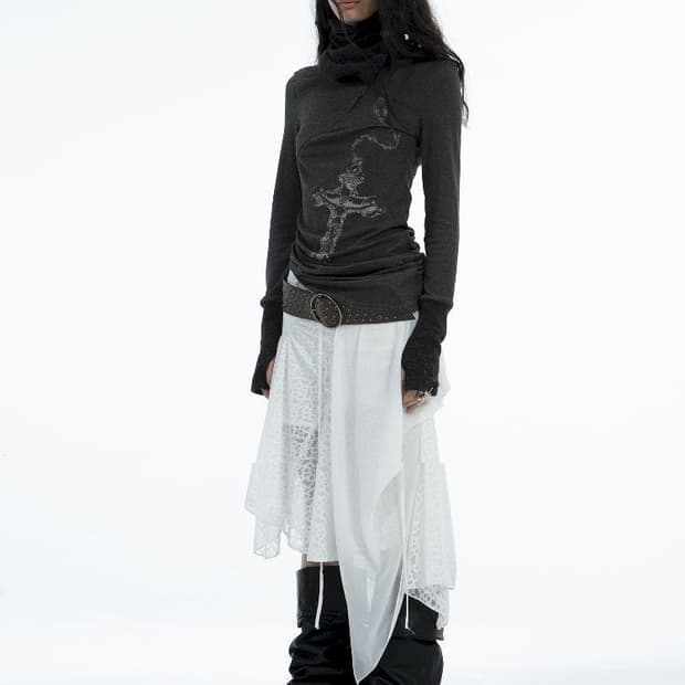 double punch 십자가 목폴라 워머 롱슬리브