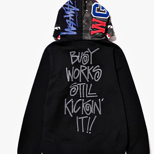 [L, 남여공용]Bape X Stussy 베이프 스투시 콜라보 샤크후드