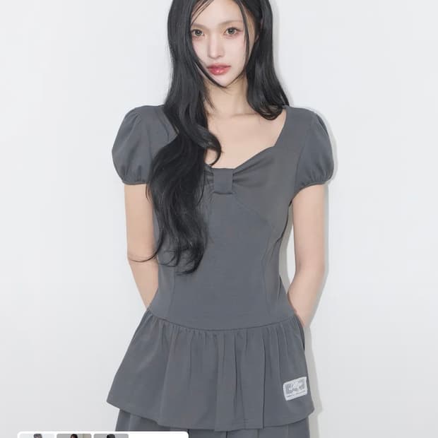 일리고 보우 플레어 미니 원피스
