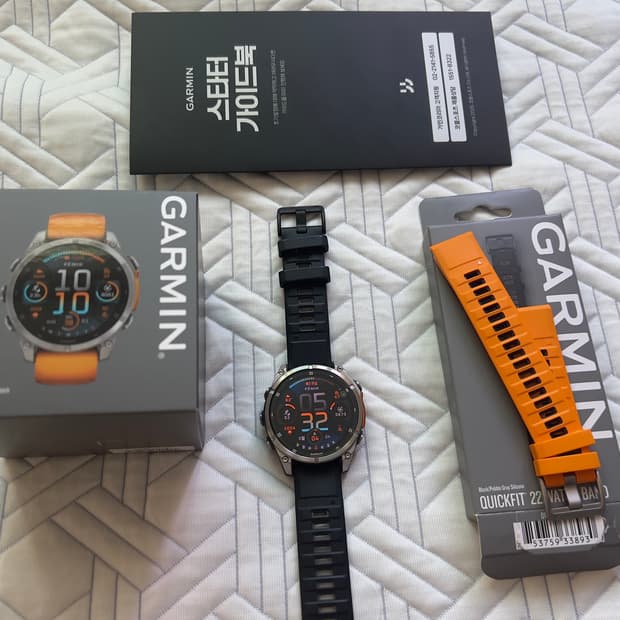 가민 피닉스8 스마트워치 티타늄 오렌지 47mm(여분 정품 밴드 포함)