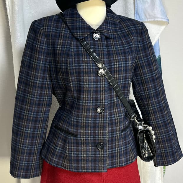 일본 빈티지 체크 울 자켓