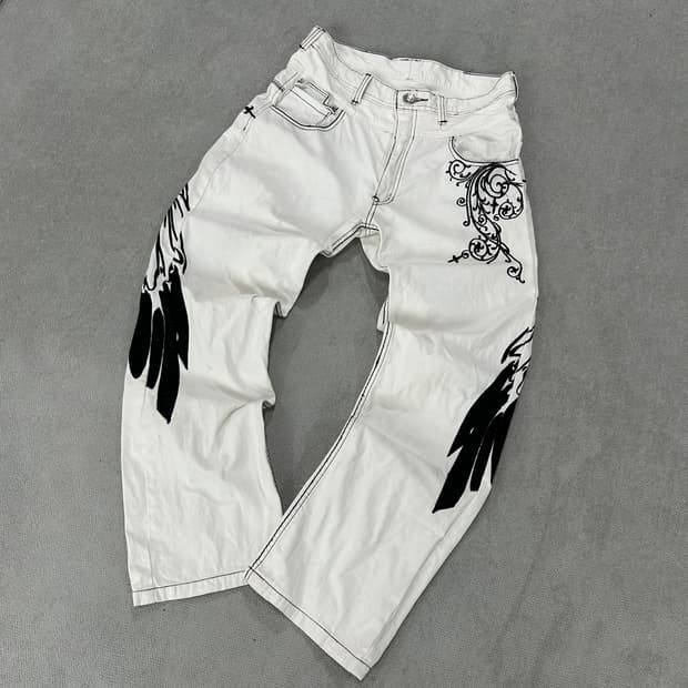 트루릴리전 USA 오리엔탈 카발리 화이트 팬츠 33