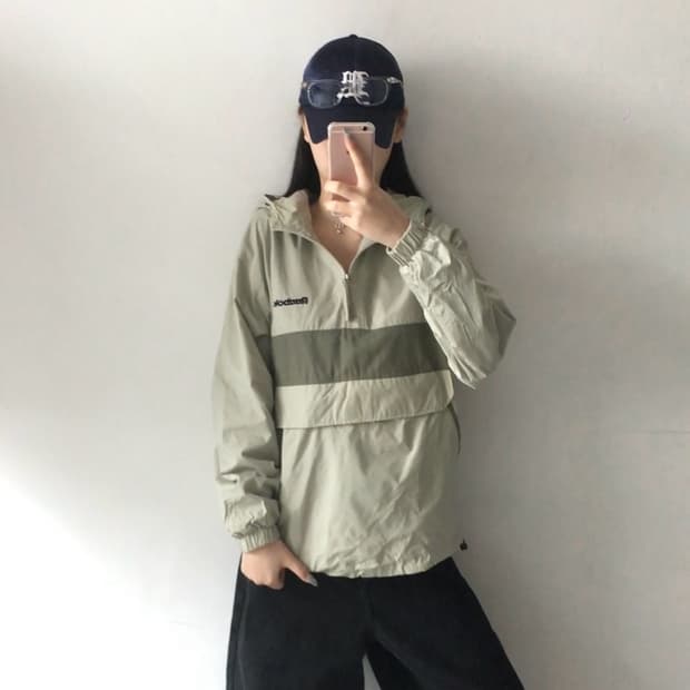 리복 배색 백로고 아노락