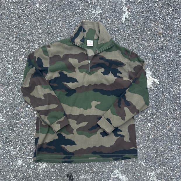 빈티지 우드랜드 프랑스군 플리스 하프집업 