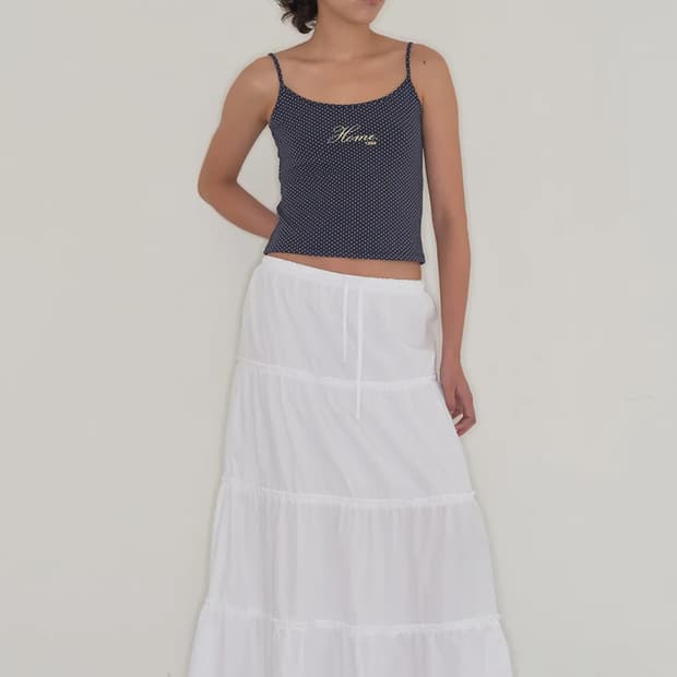 홈바디띵즈 Maxi Shirring Flare Skirt (WHITE)