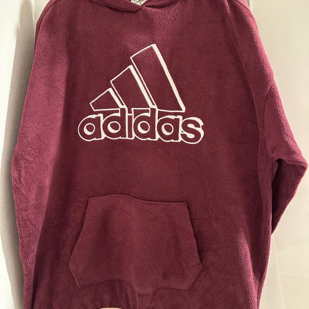 아디다스 버건디 플리스 후리스 후드티
