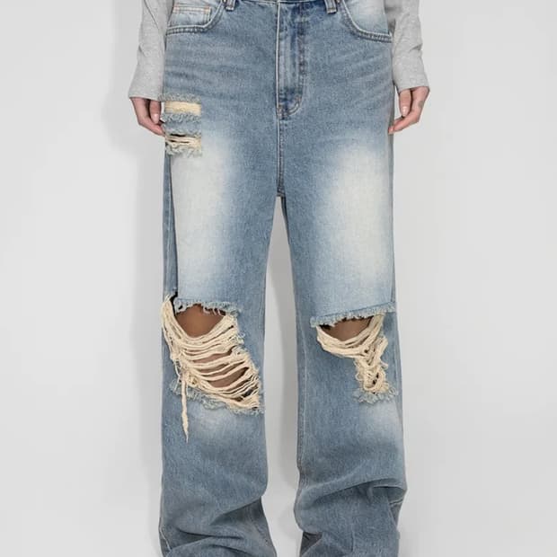 leey 엘이이와이 washing destroyed denim
