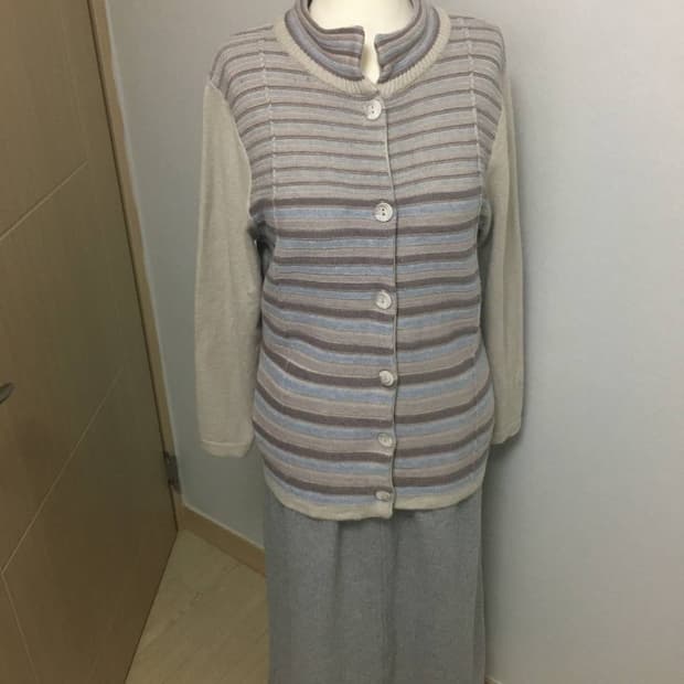 일본빈티지 줄무늬 니트 가디건 하구미 니혼진 카모메산장 너드룩