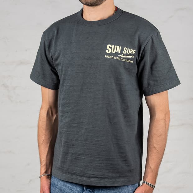 일본정품 선서프 면 라운드 반팔 티 남성 L 면티 챠콜 사랑봉봉