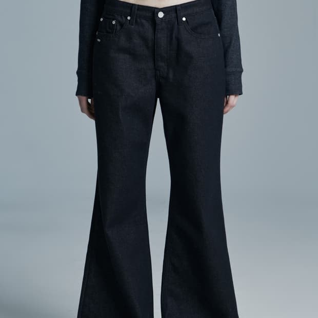 시너진 로우 와이드 데님 팬츠 다크 블루