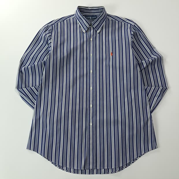 CK282 L 폴로 90s 홍콩판 클래식 드레스 스트라이프 딥네이비 셔