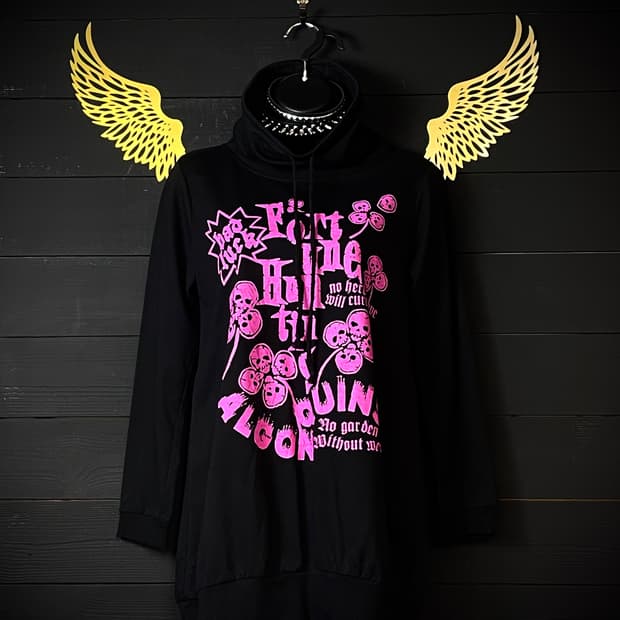 ALGONQUINS 알곤퀸 펑크 하이넥 목폴라 핑크 레터링 롱슬리브