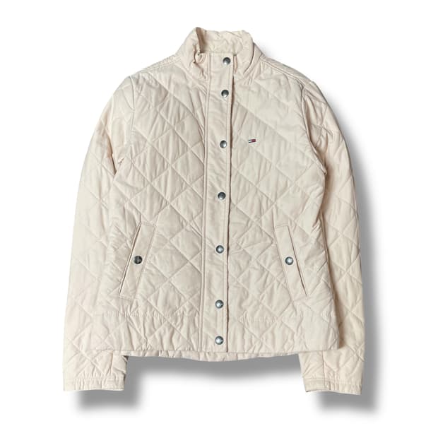 타미힐피거 미니로고 베이비핑크 누빔 경량 패딩 S