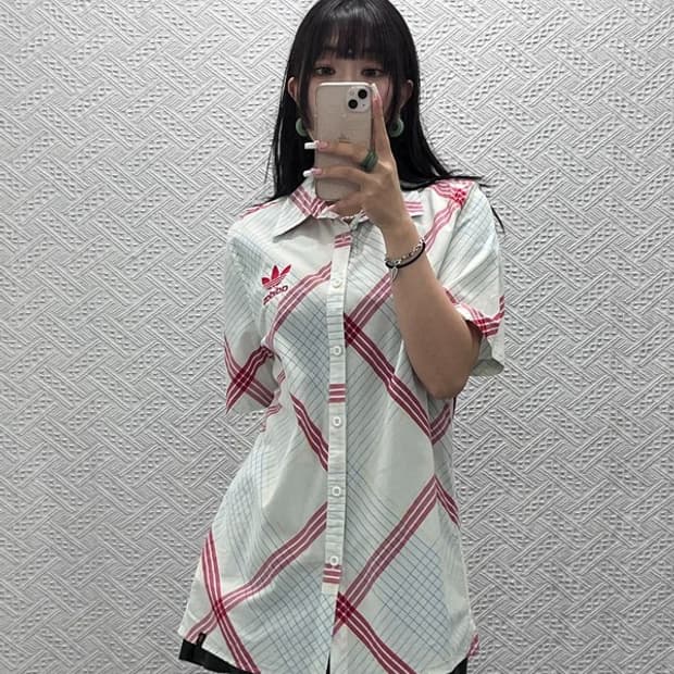 아디다스 컨트리 레트로 빈티지 트레포일 체크 셔츠 95 C13853
