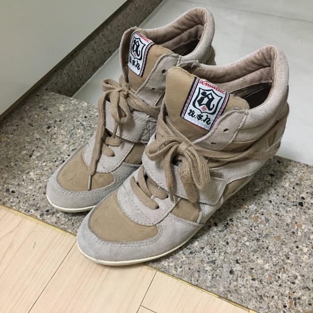 Ash 아쉬 히든 웨지 스웨이드 스니커즈 38