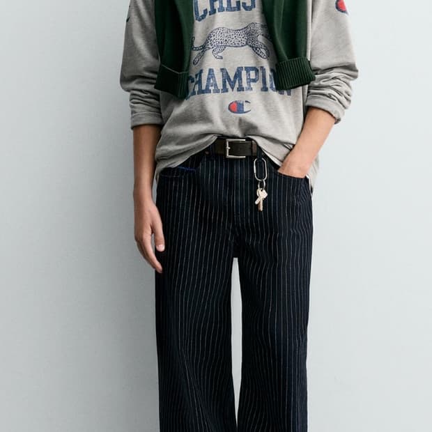 자라 챔피온 스트라이프 와이드 팬츠 36 새상품 판매합니다.