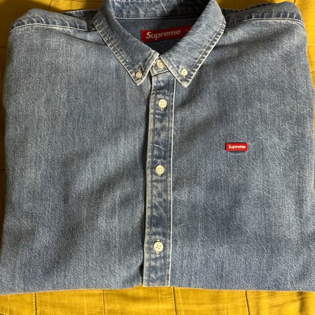 슈프림 스몰 박스 데님 셔츠 워시드 인디고 - 25SS XL 극미중고