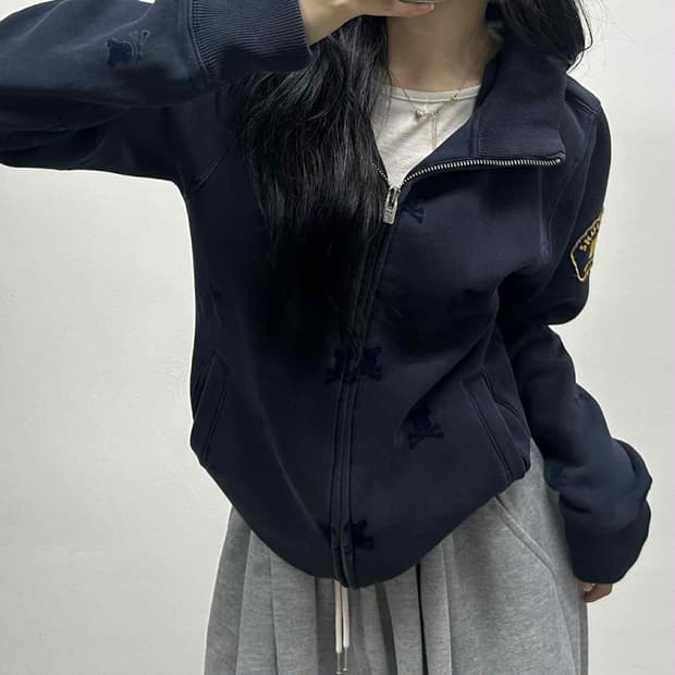 00s 빈티지 스컬 해골 스웻 트랙탑 희귀져지(L)