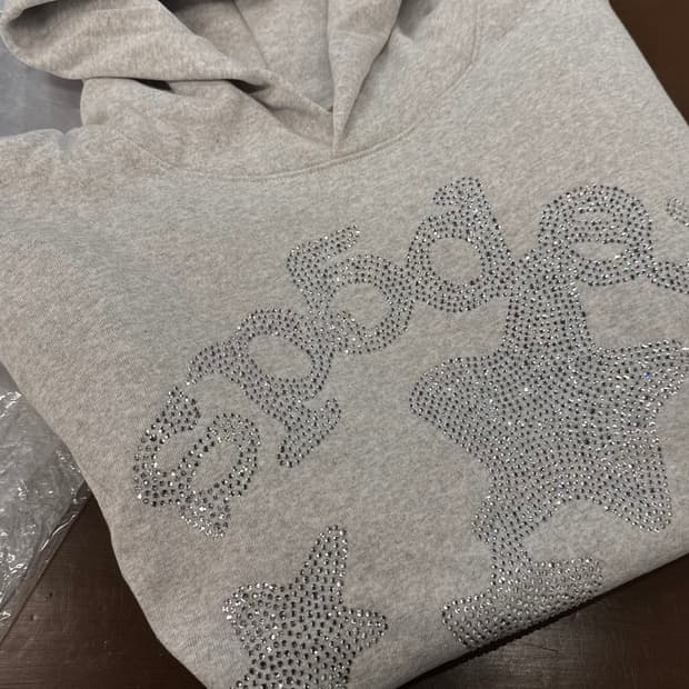 sp5der 스파이더 라인스톤 후드 그레이