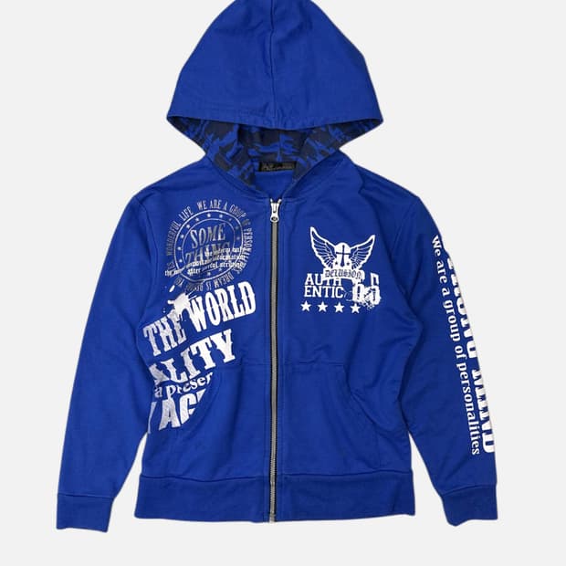 punk printing crop hood zip-up