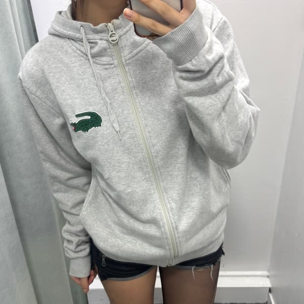 라코스테 하이넥 그레이 후드집업
