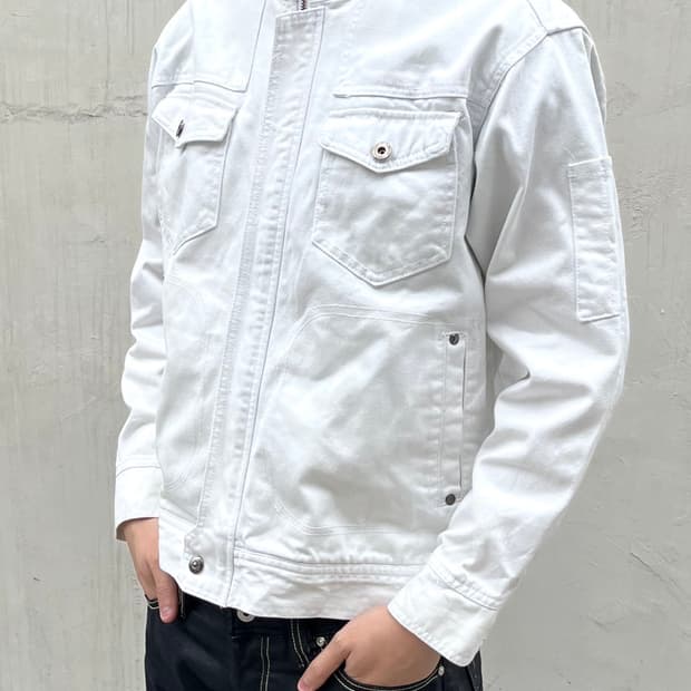 JPN VTG 하이넥 화이트 트러커 자켓