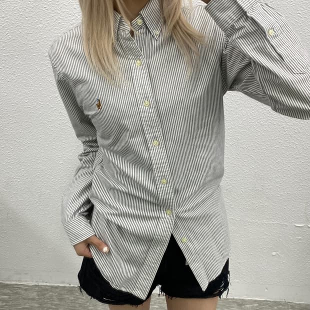 폴로 랄프로렌 옥스포드 그레이 스트라이프 셔츠 XS
