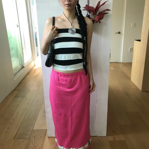 vintage pink pattern skirt 