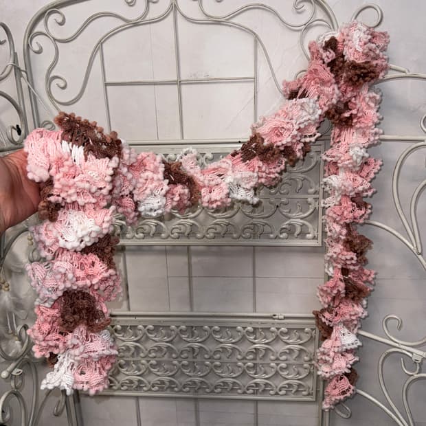 Pink brown grunge crochet knit muffler