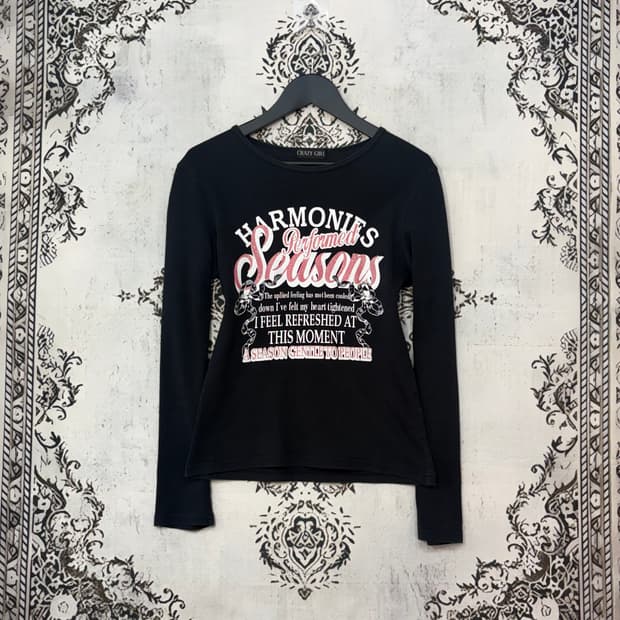 일본빈티지 Crazy girl Y2K 레터링 글리터 롱슬리브