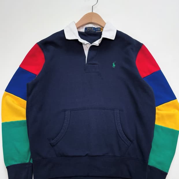 Polo by RalphLauren 폴로 네이비 컬러블록 배색 럭비티