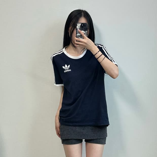 아디다스 3s 네이비 반팔 링거 티셔츠