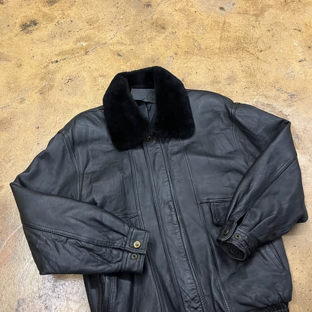 [ L ] 빈티지 퍼카라 가죽 레더 자켓