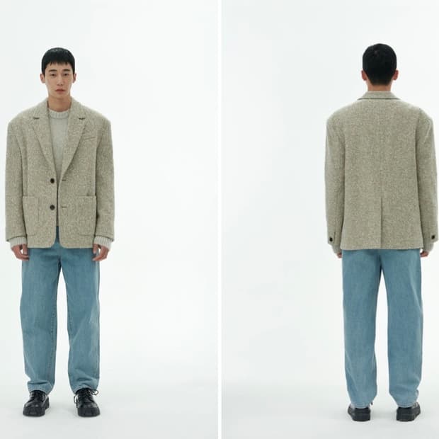 AMOMENTO HERRINGBONE OVERSIZED JACKET