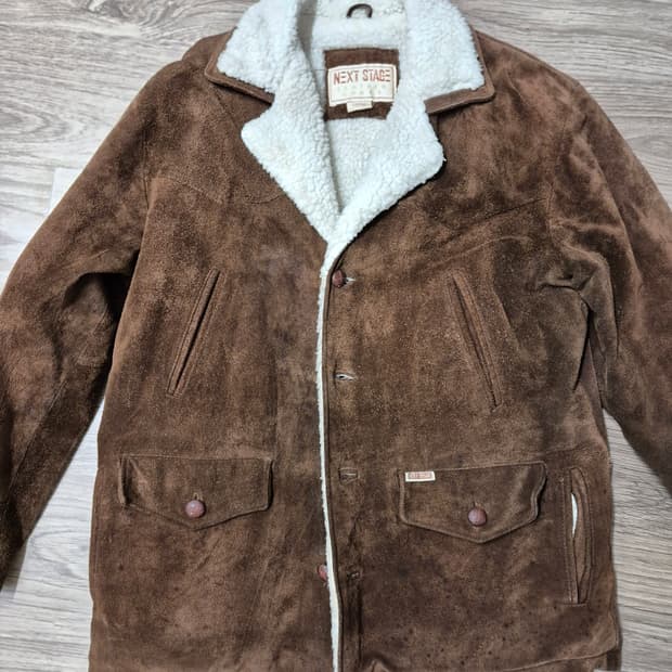 소가죽 스웨이드 셰르파 자켓