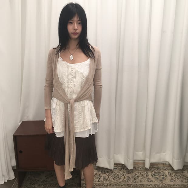 베이지 롱가디건